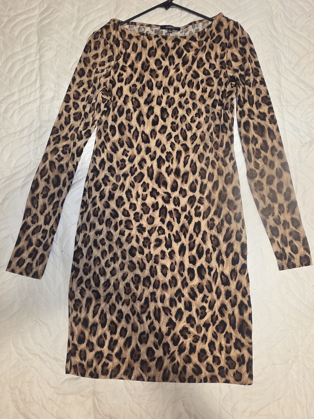 Leopard Print Long Sleeve Mini Dress Like New